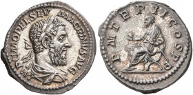 Macrinus, 217-218. Denarius (Silver, 20 mm, 3.39 g, 6 h), Rome, circa March-June 218. IMP C M OPEL SEV MACRINVS AVG Laureate and draped bust of Macrin...