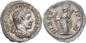 Elagabalus, 218-222. Denarius (Silver, 19 mm, 2.86 g, 11 h), uncertain branch mint, 219. IMP CAES ANTONINVS AVG Laureate and draped bust of Elagabalus...