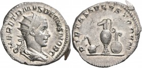 Herennius Etruscus, 251. Antoninianus (Silver, 22 mm, 3.96 g, 7 h), Rome, 250-251. Q HER ETR MES DECIVS NOB C Radiate and draped bust of Herennius Etr...