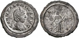 Salonina, Augusta, 254-268. Quinarius (Silvered bronze, 16 mm, 1.75 g, 6 h), Viminacium, circa 256-257. CORN SALONINA AVG Draped bust of Salonina to r...