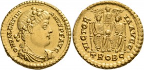Valentinian I, 364-375. Solidus (Gold, 21 mm, 4.51 g, 6 h), Treveri, 373-375. D N VALENTINI-ANVS P F AVG Rosette-diademed, draped and cuirassed bust o...
