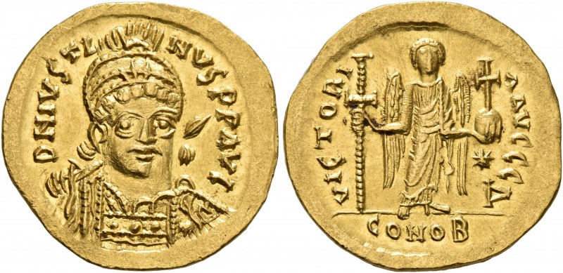 Justin I, 518-527. Solidus (Gold, 21 mm, 4.48 g, 6 h), Constantinopolis, 519-527...