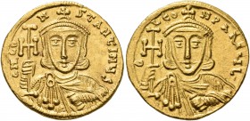 Constantine V Copronymus, 741-775. Solidus (Gold, 20 mm, 4.42 g, 6 h), Constantinopolis, circa 742-745. δ N CONSTANTINЧS Crowned bust of Constantine V...