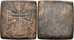 Byzantine Weights, Circa 11-13th/14th centuries or somewhat later. Weight (Bronze, 31x34 mm, 37.35 g), a square commercial (?) weight of an uncertain ...