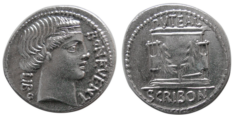 ROMAN REPUBLIC, L. Scribonius Libo. 62 BC. AR Denarius (3.94 gm; 20 mm). Rome, 6...
