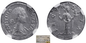 ROMAN EMPIRE, Faustina Jr, 147-176 AD. AR Denarius. NGC-XF.