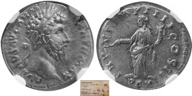 ROMAN EMPIRE, Lucius Verus, 161-169 AD. AR Denarius. NGC-XF.