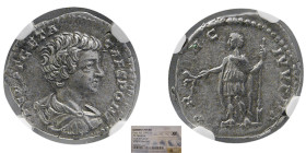 ROMAN EMPIRE, Geta, as a Caesar. 209-211 AD. AR Denarius. NGC-XF.