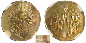 BYZANTINE EMPIRE, Andronicus II with Michael IX.  AV/EL Hyperpyron. NGC.