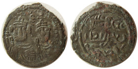 ARAB-SASANIAN, Gyanbud. Ca. late 7th century AD. Æ Fals. Rare.