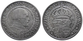 SWEDEN, Gustav V (1907-1950). AR 2 Kronor, dated 1921.