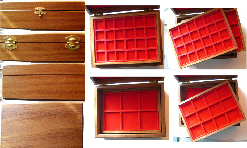 Custom Made Italian Wooden Coin Case (180mm x 135mm x 60mm ). Has 3 different si...