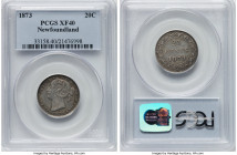 Newfoundland. Victoria 20 Cents 1873 XF40 PCGS, London mint, KM4. A highly sought-after key date in the series displaying heavier patination at the pe...