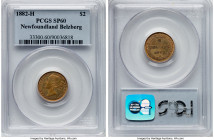 Newfoundland. Victoria gold Specimen 2 Dollars 1882-H SP60 PCGS, Heaton mint, KM5. Though this specimen is a bit hazy, the coppery apricot patina is v...