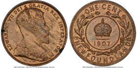 Newfoundland. Edward VII "Large" Cent 1907 MS63 Red and Brown NGC, London mint, KM9. Three-year type. From the upper ranks of the certified population...