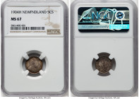 Newfoundland. Edward VII 5 Cents 1904-H MS67 NGC, Heaton mint, KM7. An elite tier, lustrous Gem. Currently the sole highest graded in NGC census and t...