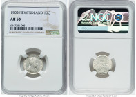 Newfoundland. Edward VII 10 Cents 1903 AU53 NGC, London mint, KM8. Two year type, fully untoned and with eye-catching luster illuminating the protecte...