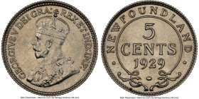 Newfoundland. George V 5 Cents 1929 MS64 NGC, Ottawa mint, KM13. A scintillating representative from the final year of this type, ranked at the third-...