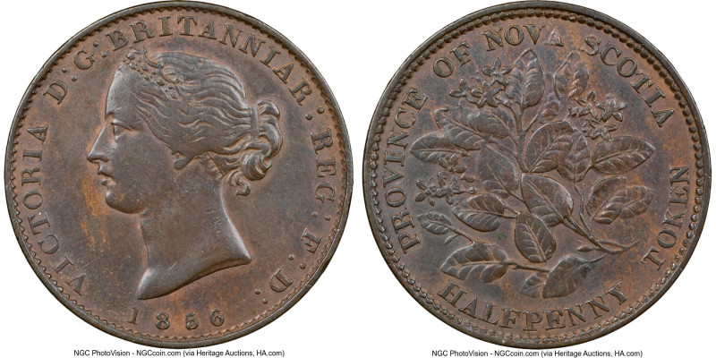 Nova Scotia. Victoria "Mayflower" 1/2 Penny Token 1856 XF Details (Obverse Clean...