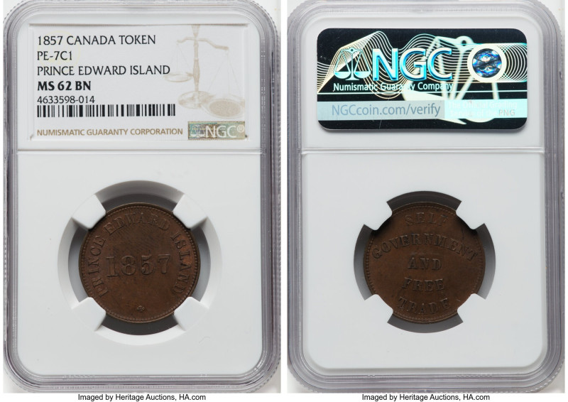 Prince Edward Island "Self Government and Free Trade" 1/2 Penny Token 1857 MS62 ...