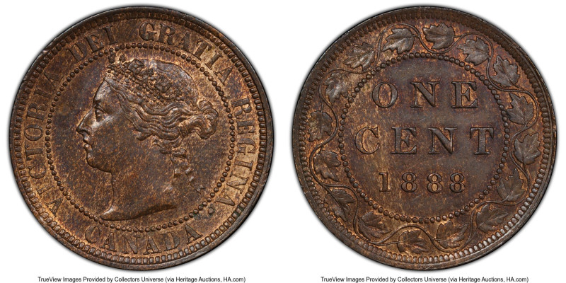 Victoria Cent 1888 MS64 Brown PCGS, London mint, KM7. Practically a Gem save for...