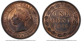 Victoria Cent 1896 MS65 Red and Brown PCGS, London mint, KM7. An enormously pleasing representative showcasing impeccable luminosity on both facets, a...