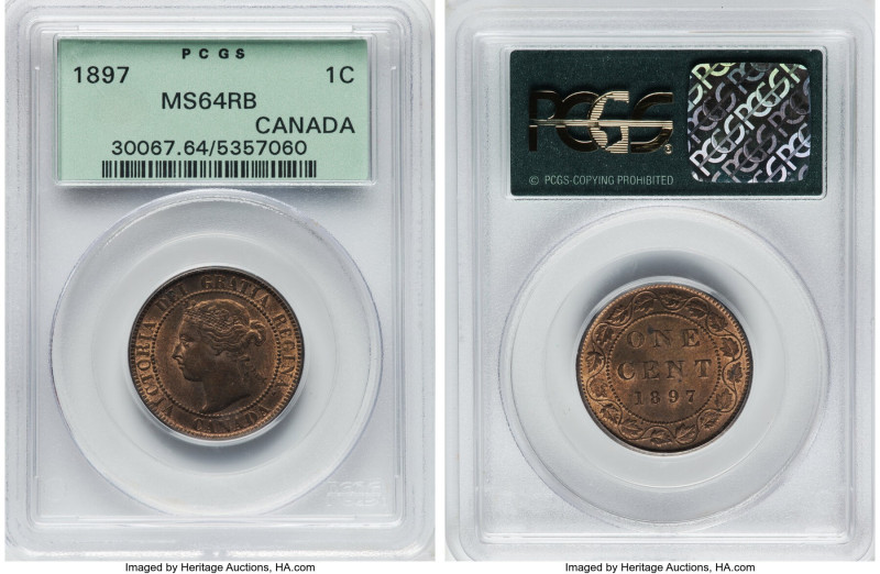 Victoria Cent 1897 MS64 Red and Brown PCGS, London mint, KM7. A lovely Choice Mi...