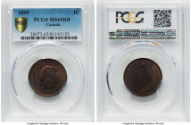 Victoria Cent 1899 MS65 Red and Brown PCGS, London mint, KM7. A wonderfully gratifying Gem example that exhibits strong luster. The reverse appearance...