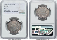 Victoria "LCW" 50 Cents 1870 AU53 NGC, London mint, KM6. LCW on truncation variety. Admitting gentle, balanced wear on high points, nonetheless retain...