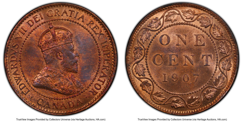 Edward VII Cent 1907 MS64 Red and Brown PCGS, London mint, KM8. Scarce to locate...