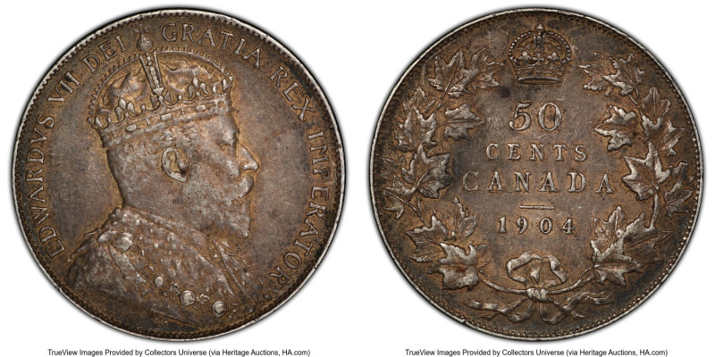 Edward VII 50 Cents 1904 AU50 PCGS, London mint, KM12. Mintage: 60,000. An excel...