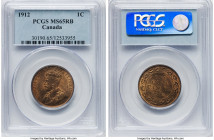 George V Cent 1912 MS65 Red and Brown PCGS, Ottawa mint, KM21. A bold representative for the type, facing up with amply lustrous fields that benefit f...