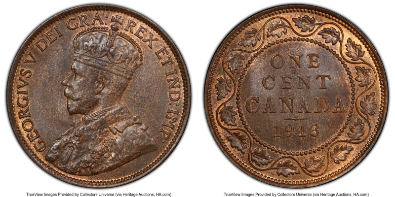 George V Cent 1913 MS65 Brown PCGS, Ottawa mint, KM21. A lovely Gem Mint State e...