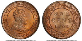 George V Cent 1916 MS65 Red PCGS, Ottawa mint, KM21. The reverse faces up with particularly pleasing eye-appeal, with blazing original mint luster. On...