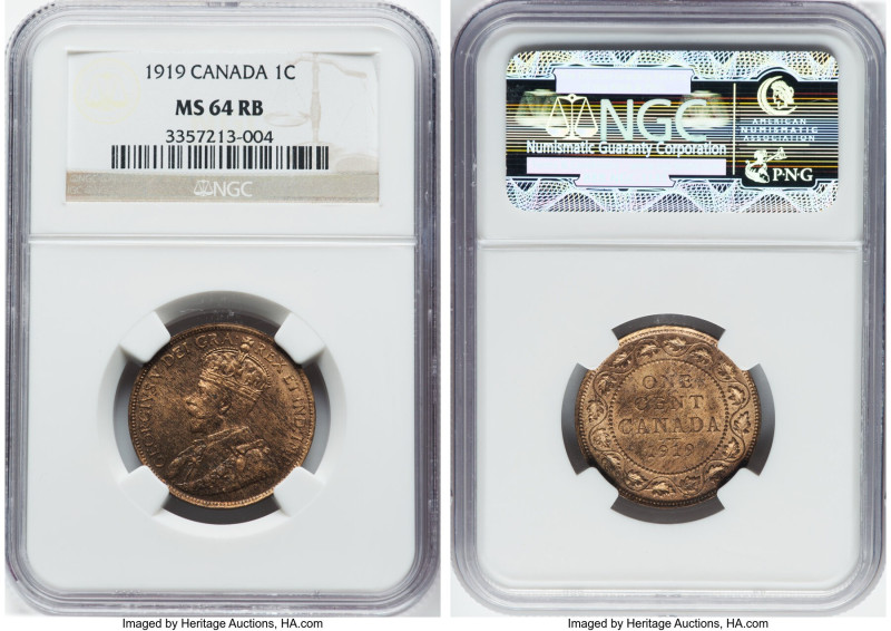 George V Cent 1919 MS64 Red and Brown NGC, Ottawa mint, KM21. A delightfully che...