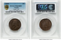 George V "Large" Cent 1920 MS65 Brown PCGS, Ottawa mint, KM21. Final date of type. Patinated in beautiful earthen tones and bearing appreciable Gem de...