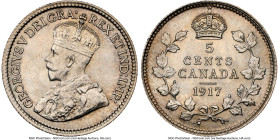 George V 5 Cents 1917 MS65 NGC, Ottawa mint, KM22. This scintillating Gem is enrobed with luster and a subtle golden aura. A conditional scarcity, ran...