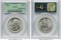George V 50 Cents 1932 AU55 PCGS, Royal Canadian mint, KM25a. A key date across the Canadian 50 cents series with a reported mintage of only 19,213 pi...