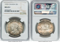 George V Dollar 1935 MS65+ NGC, Royal Canadian mint, KM30. First year of issue. A commendably lustrous Gem from George VI's Silver Jubilee year, benef...