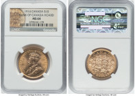 George V gold 10 Dollars 1914 MS64 NGC, Ottawa mint, KM27. Bank of Canada Hoard label. A bold Choice representative, boasting swirling mint luster thr...
