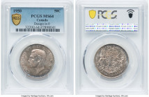 George VI "Design in 0" 50 Cents 1950 MS64 PCGS, Royal Canadian mint, KM45. Design in "0" variety. Draped in a veil of taupe toning and audacious unde...