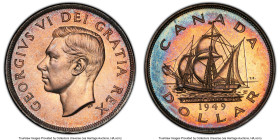 George VI Specimen Dollar 1949 SP66 PCGS, Royal Canadian mint, KM47. Newfoundland commemorative issue. A pristine Gem-plus example with spectacular li...