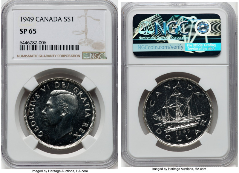 George VI Specimen Dollar 1949 SP65 NGC, Royal Canadian mint, KM47. Newfoundland...