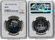 George VI Specimen Dollar 1949 SP65 NGC, Royal Canadian mint, KM47. Newfoundland Commemorative. A crisp and fully brilliant Specimen with boldly refle...