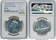 George VI "Short Water Lines" Dollar 1952 MS64 NGC, Royal Canadian mint, KM46. Short water lines variety. Completely untoned and reflective surfaces t...