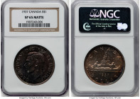 George VI 6-Piece Certified Matte Finish Specimen Set 1937 NGC, 1) Dollar - SP65, KM37 2) 50 Cents - SP65, KM36 3) 25 Cents - SP66, KM35 4) 10 Cents -...