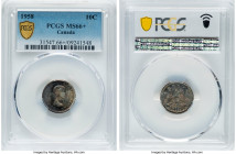 Elizabeth II Pair of Certified 10 Cents 1958, 1) 10 Cents - MS66+ PCGS 2) 10 Cents - MS66 NGC Royal Canadian mint, KM51. An attractive and fully lustr...
