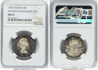 Elizabeth II "Small Date, No Shoulder Fold" 50 Cents 1953 MS65 NGC, Royal Canadian mint, KM53. Variety with small date and no shoulder fold. An attrac...