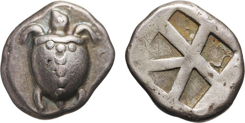 MONETE GRECHE. EGINA (CIRCA 550-450 A.C.). STATERE


Argento, 12,23gr, 21x20 ...