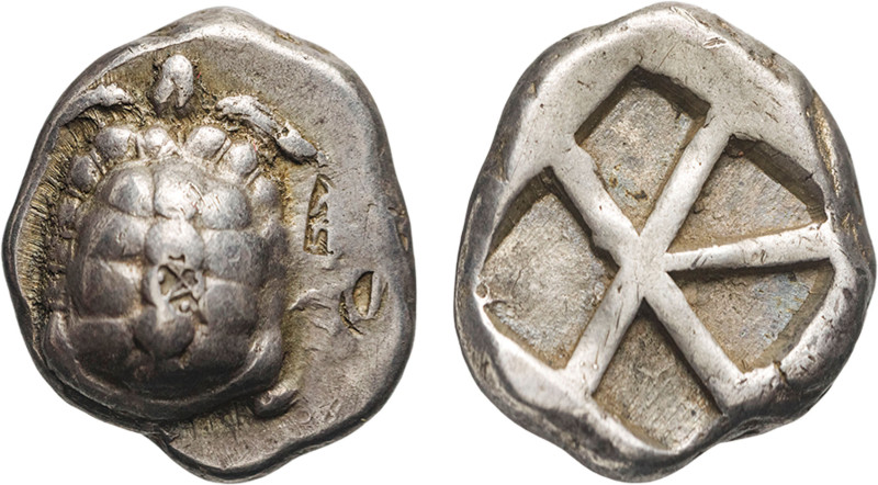 MONETE GRECHE. EGINA (CIRCA 456-431 A.C.). STATERE


Argento, 12,28gr, 21x19m...